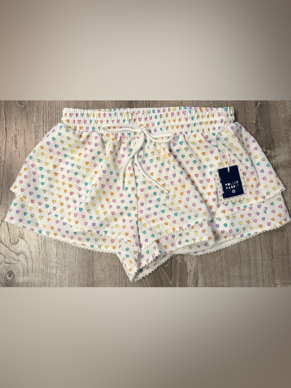 NWT Roller Rabbit Target Disco Hearts Ruffle Shorts